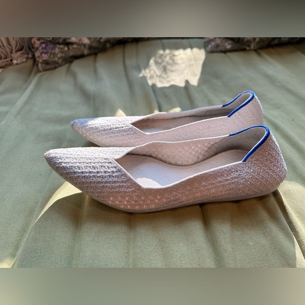 Rothy’s The Point Flats - Salt Honeycomb Light Grey Knit